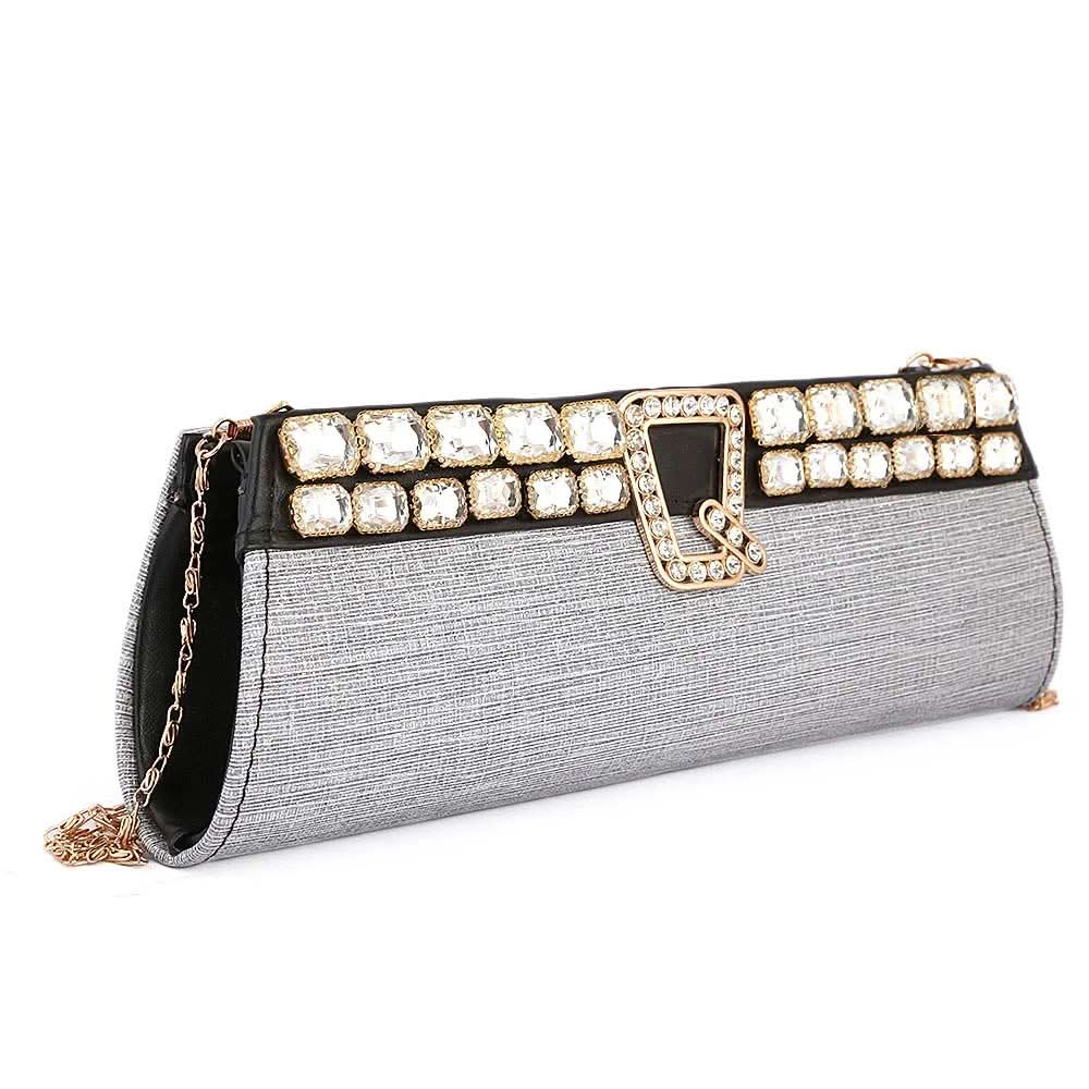 Women's Bridal Clutch (Rj-2) - Grey, Women, Clutches, Chase Value, Chase Value