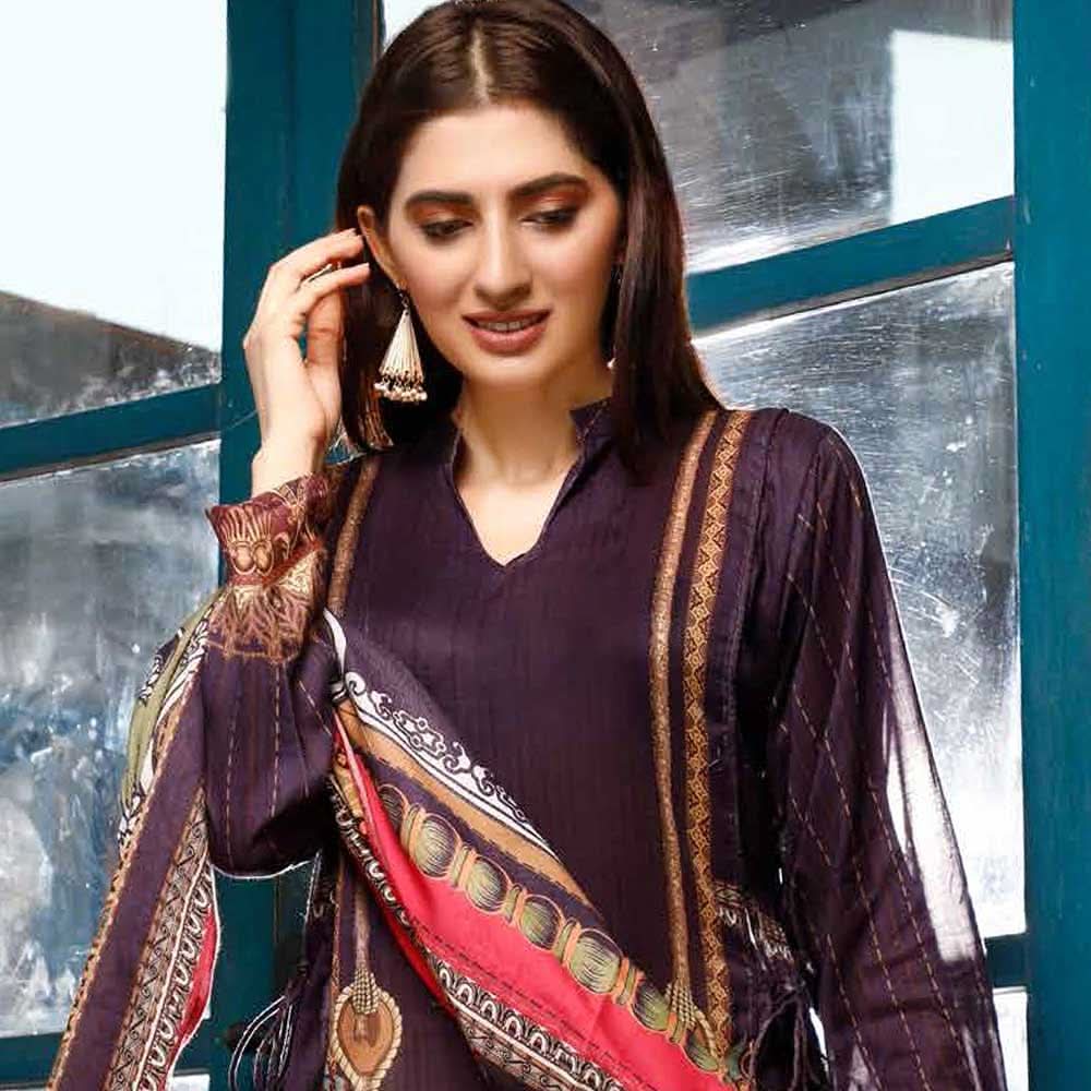 Zavia Digital Printed Lawn 3 Piece Un-Stitched Suit - 15, Women, 3Pcs Shalwar Suit, Fairdeal Textiles, Chase Value