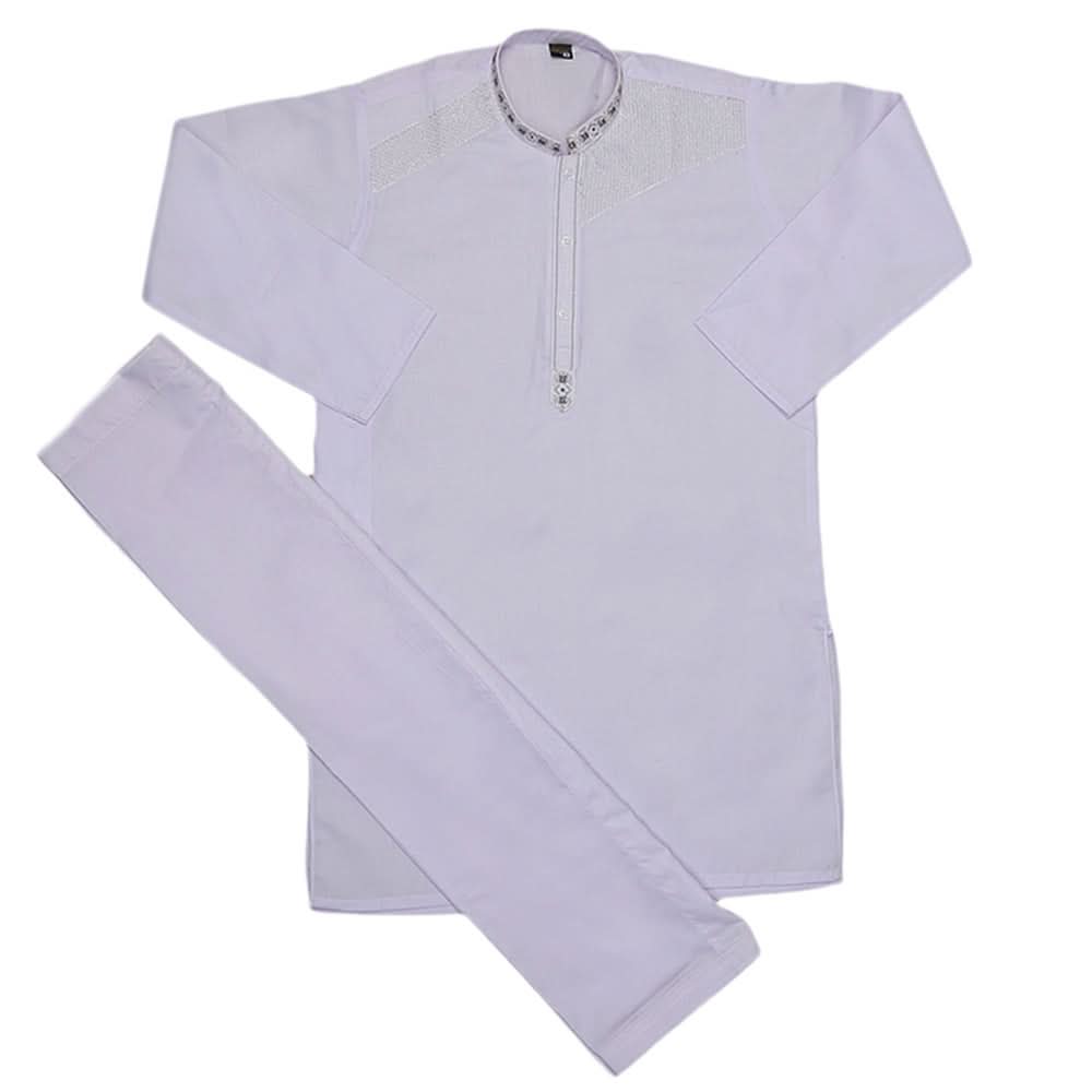 Boys Embroidered Kurta Shalwar Suit - White, Kids, Boys Shalwar Kameez, Chase Value, Chase Value