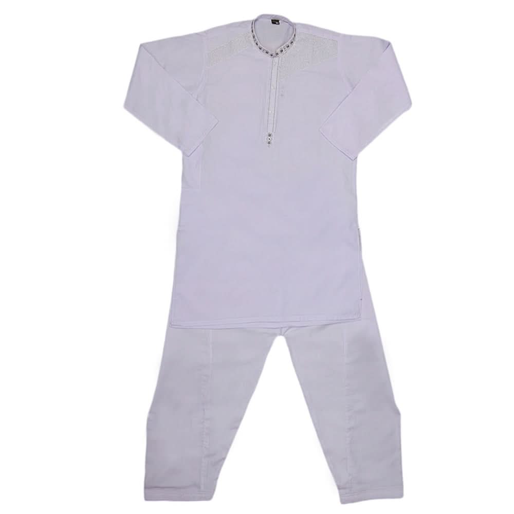 Boys Embroidered Kurta Shalwar Suit - White, Kids, Boys Shalwar Kameez, Chase Value, Chase Value
