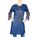 Women's Embroidered Denim Kurti - Blue, Women, Ready Kurtis, Chase Value, Chase Value