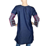 Women's Embroidered Denim Kurti - Dark Blue, Women, Ready Kurtis, Chase Value, Chase Value