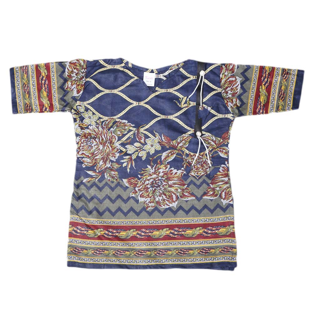 Girls Lawn Printed Kurti - Navy Blue, Kids, Girls Kurti, Chase Value, Chase Value