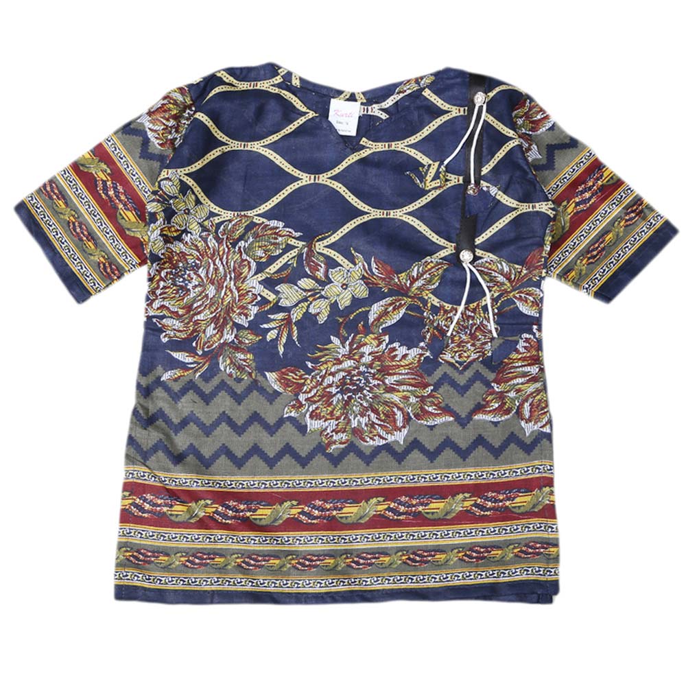 Girls Lawn Printed Kurti - Navy Blue, Kids, Girls Kurti, Chase Value, Chase Value