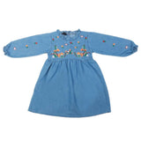Girls Embroidered Denim Frock - Light Blue, Kids, Girls Kurti, Chase Value, Chase Value