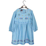 Girls Embroidered Denim Frock - Light Blue, Kids, Girls Kurti, Chase Value, Chase Value