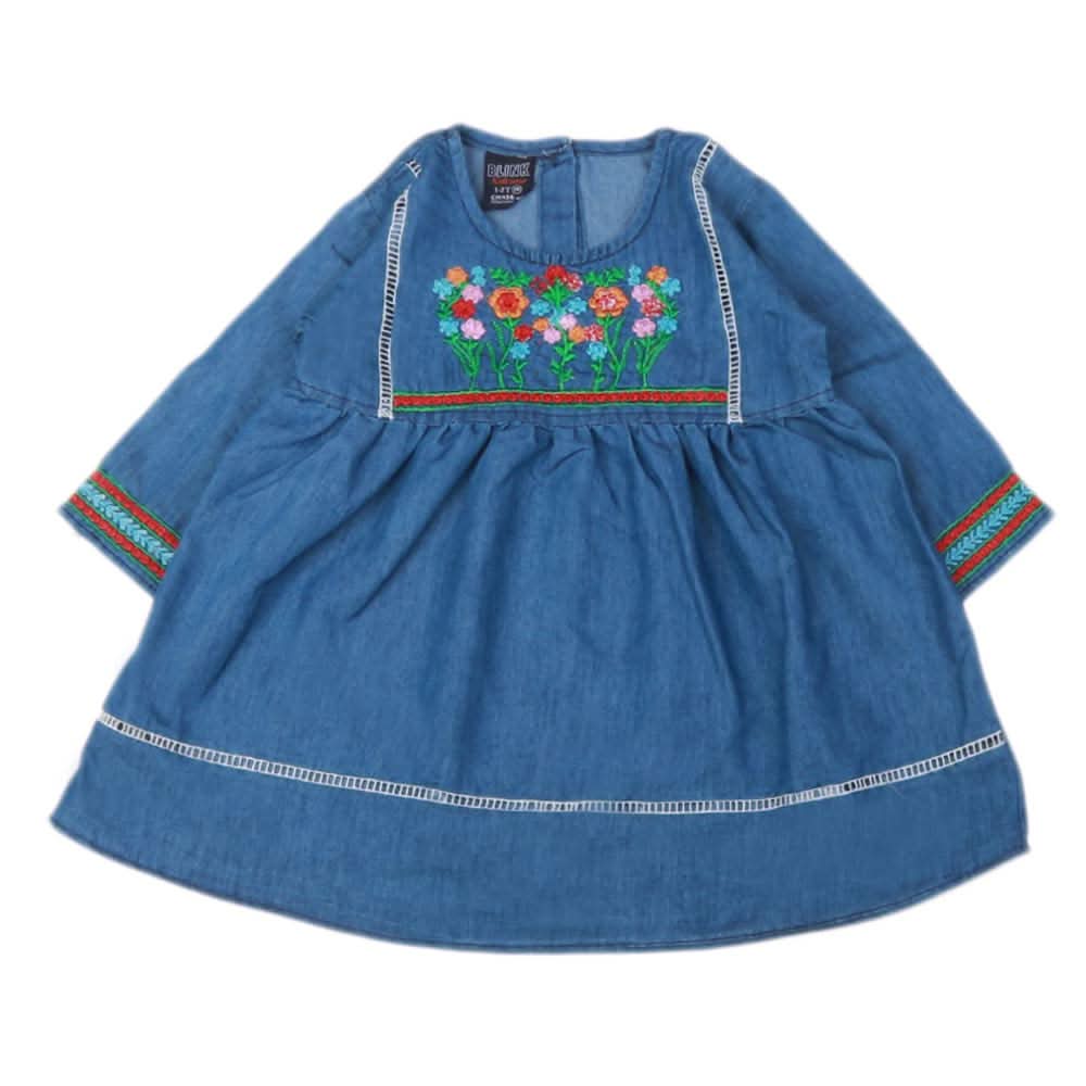 Girls Embroidered Denim Frock- Light Blue, Kids, Girls Kurti, Chase Value, Chase Value