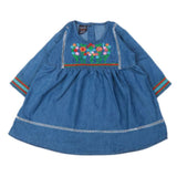 Girls Embroidered Denim Frock- Light Blue, Kids, Girls Kurti, Chase Value, Chase Value
