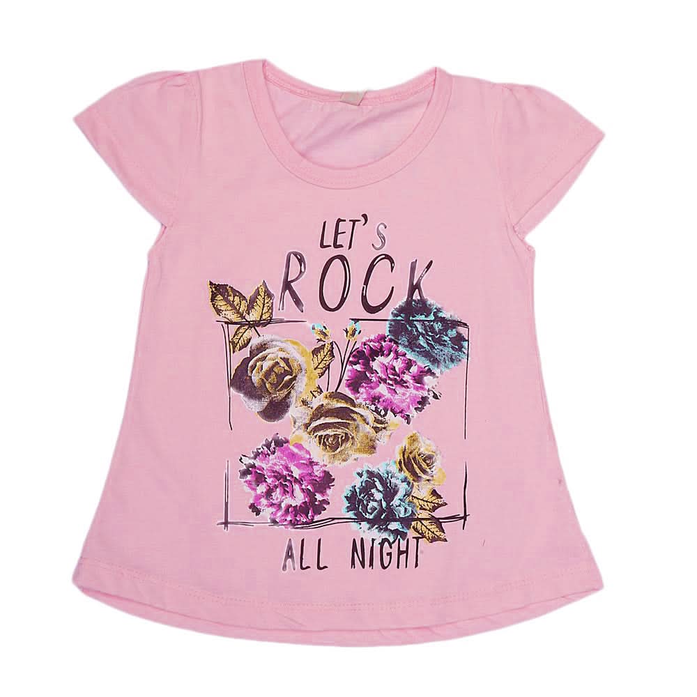 Girls Half Sleeves T-Shirt - Light Pink, Kids, Girls T-Shirts, Chase Value, Chase Value