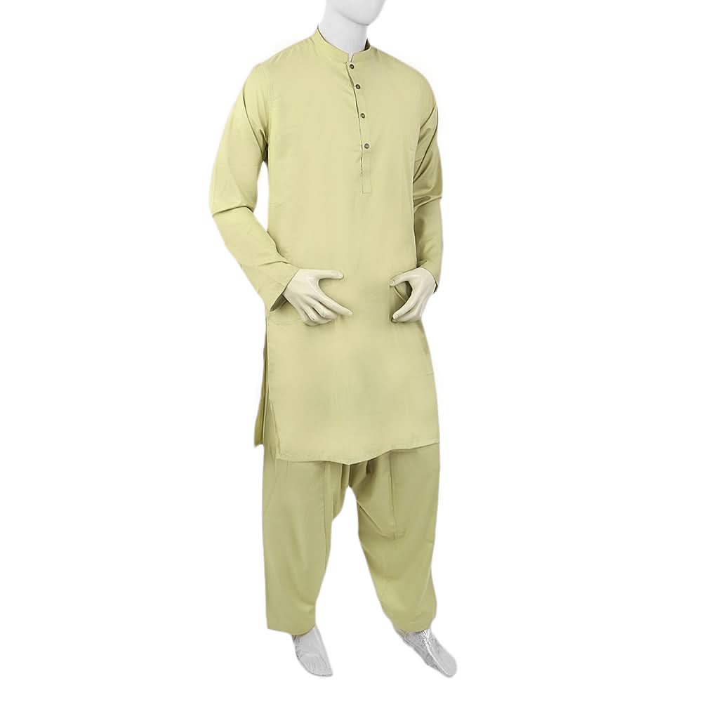 Men's Mashriq Slim Fit Suit - Light Green, Men, Shalwar Kameez, Chase Value, Chase Value