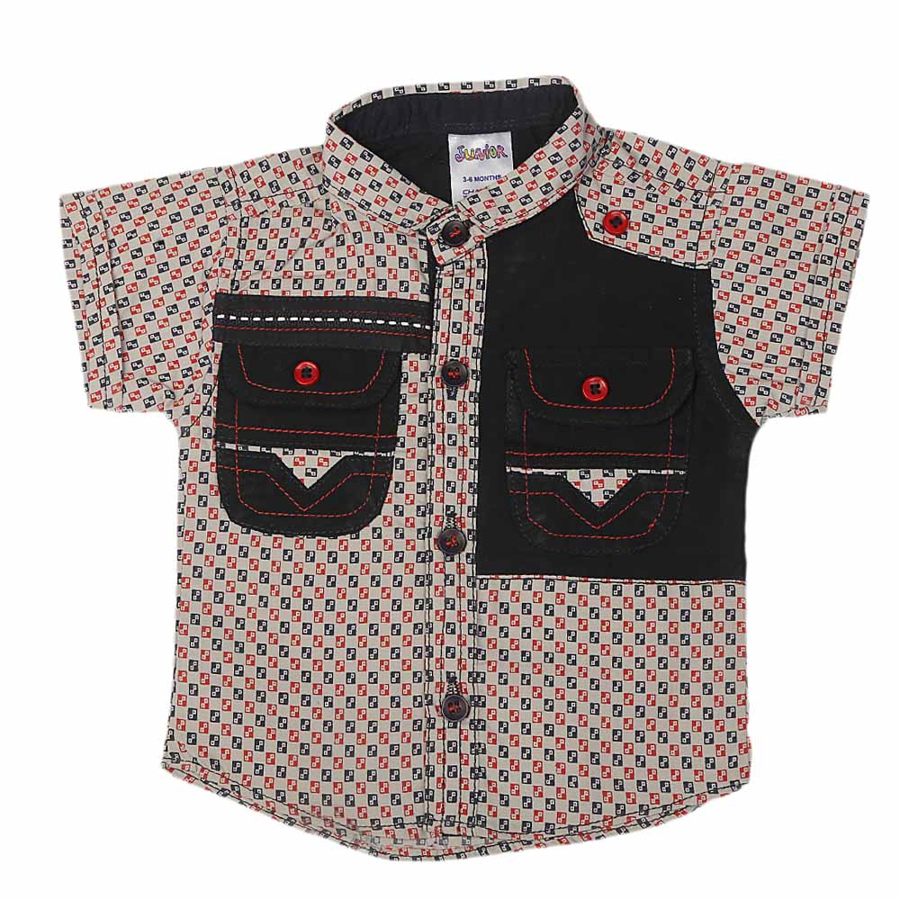 Newborn Half Sleeves Printed Shirt - Light Grey, Kids, NB Boys Shirts And T-Shirts, Chase Value, Chase Value