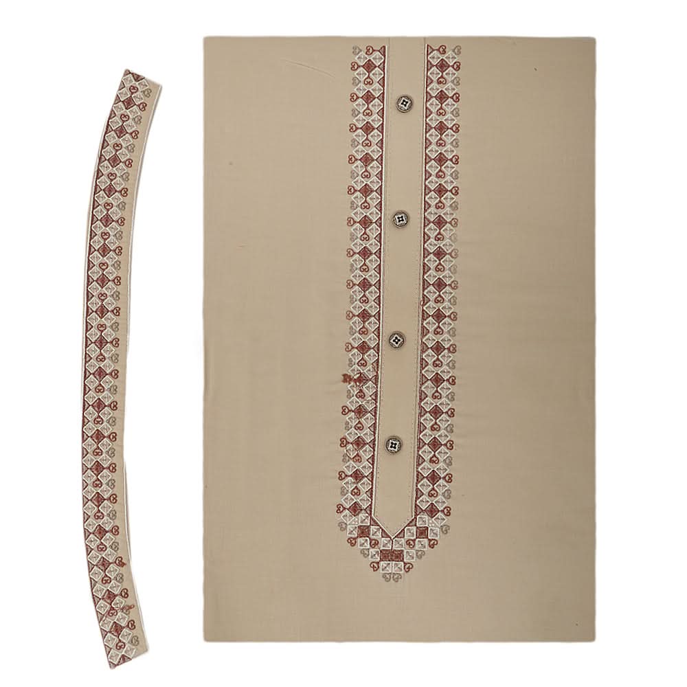 Men's Mashriq Embroidered Un-Stitched Suit - Light-Brown, Men, Unstitched Fabric, Chase Value, Chase Value