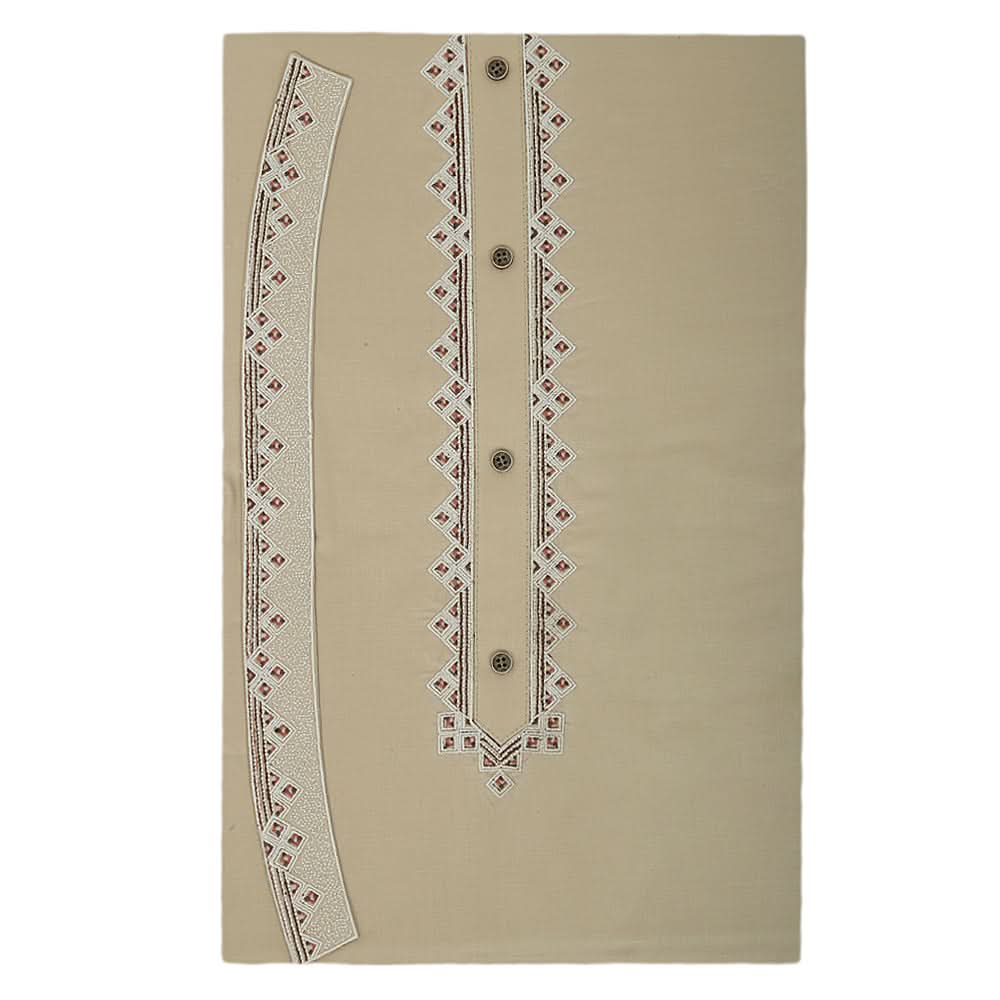 Men's Mashriq Embroidered Un-Stitched Suit - Light-Brown, Men, Unstitched Fabric, Chase Value, Chase Value