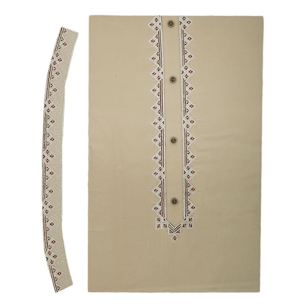 Men's Mashriq Embroidered Un-Stitched Suit - Light-Brown, Men, Unstitched Fabric, Chase Value, Chase Value