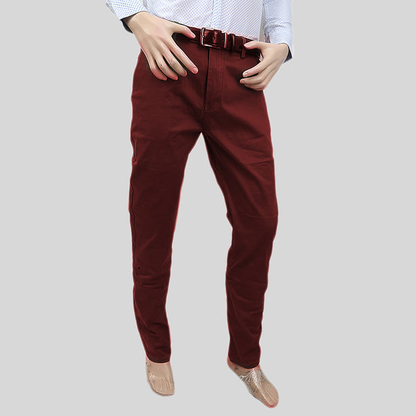 Men's Fancy Cotton Chino Pant - Maroon, Men, Casual Pants And Jeans, Chase Value, Chase Value