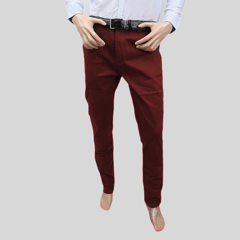 Men's Fancy Cotton Chino Pant - Maroon, Men, Casual Pants And Jeans, Chase Value, Chase Value