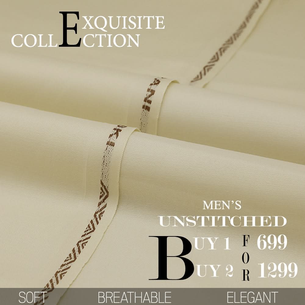 Men Wash & Wear Suit Fabric - Cream, Men, Unstitched Fabric, Chase Value, Chase Value