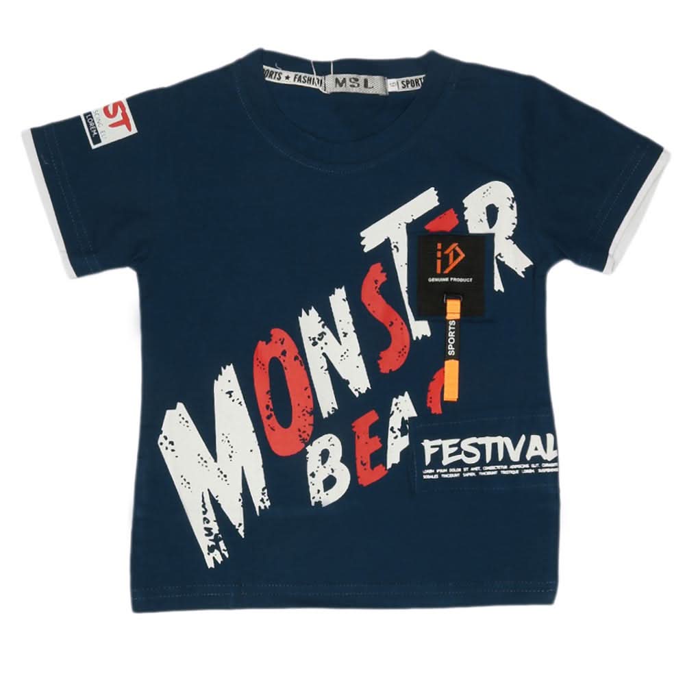 Boys Half Sleeves T-Shirt - Steel Blue, Kids, Boys T-Shirts, Chase Value, Chase Value