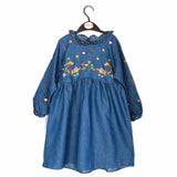 Girls Embroidered Denim Frock - Blue, Kids, Girls Kurti, Chase Value, Chase Value