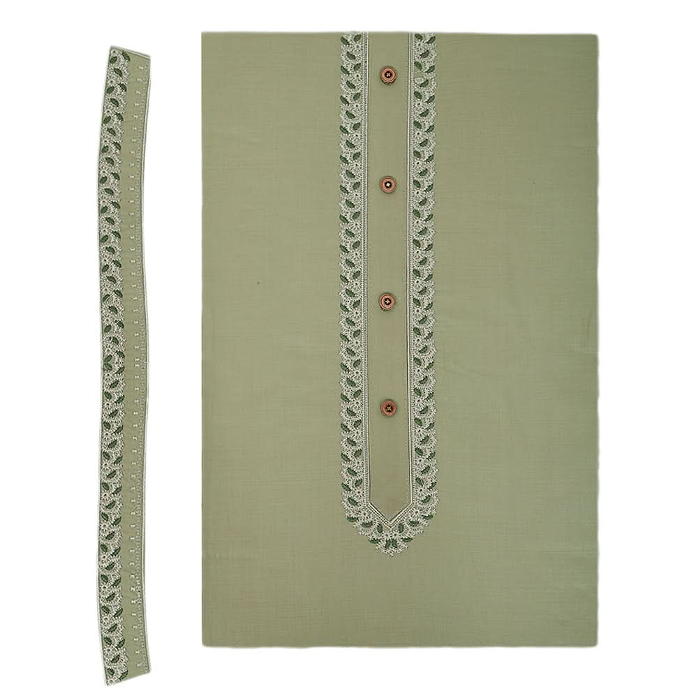 Men's Mashriq Embroidered Un-Stitched Suit - Olive-Green, Men, Unstitched Fabric, Chase Value, Chase Value