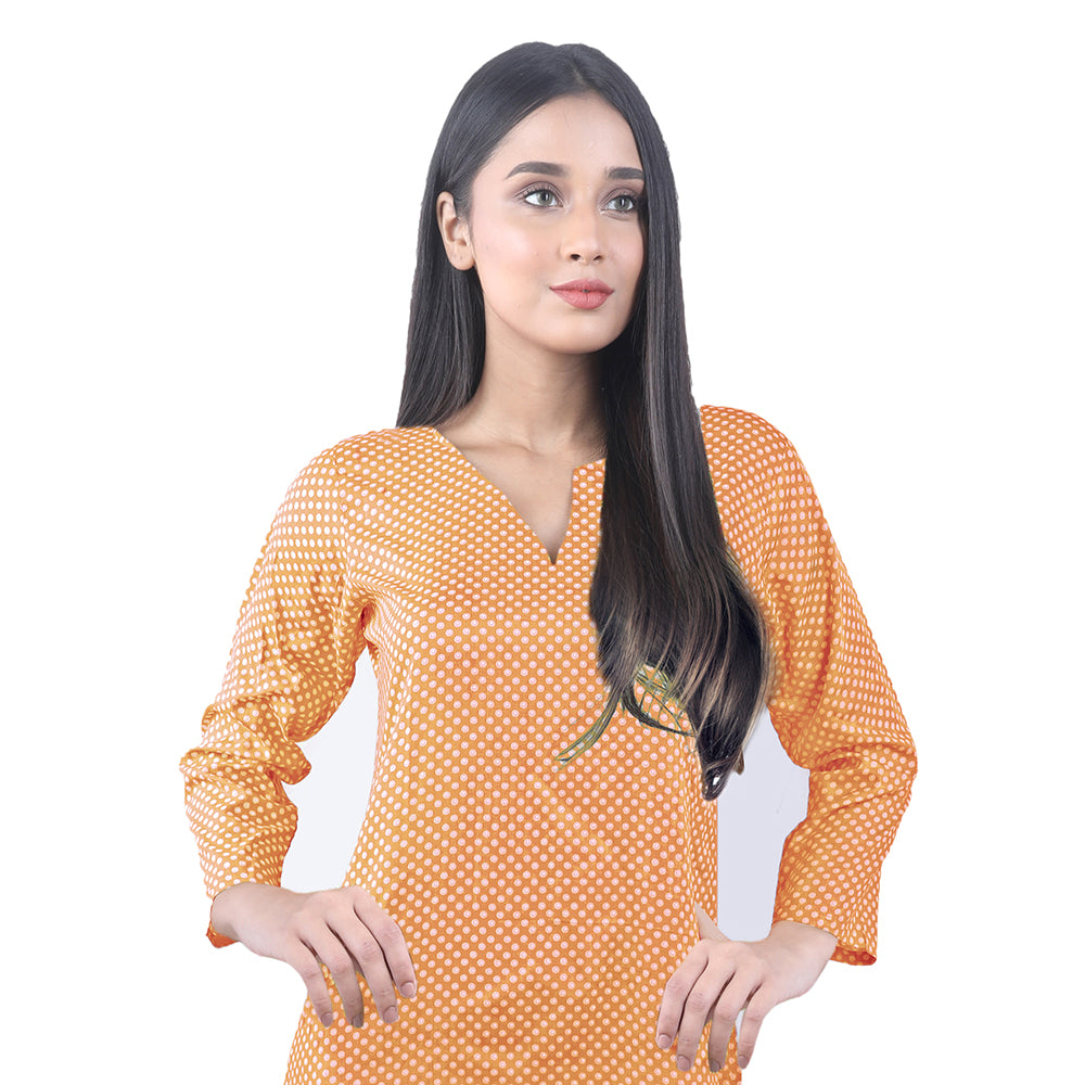 Karizma Chahat Printed Lawn 1 Pcs Un-Stitched Kurti - Orange, Women, Unstitched Kurti, United Textiles, Chase Value