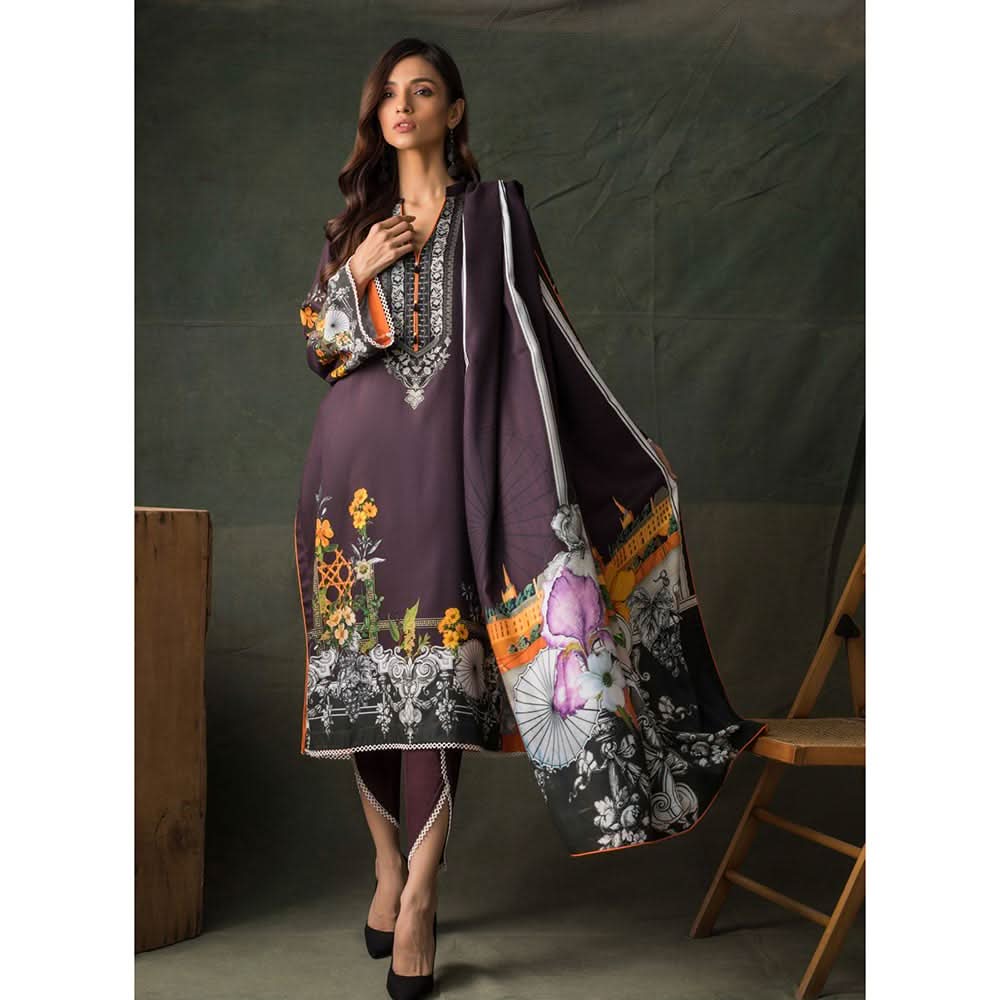 Orchid Digital Printed Linen 3Pcs Un-Stitched Suit - 02, Women, 3Pcs Shalwar Suit, Regalia Textiles, Chase Value