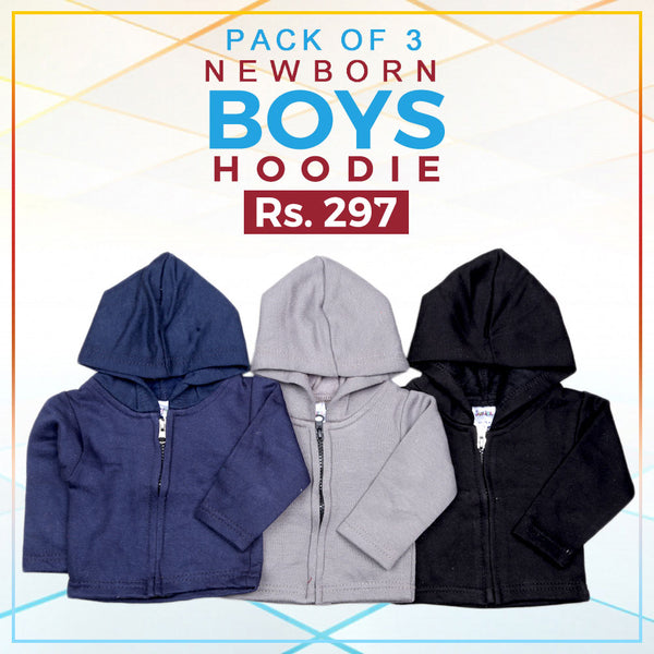 Newborn Boys Full Sleeves Hooded Upper Pack Of 3, Kids, NB Boys Winterwear, Chase Value, Chase Value