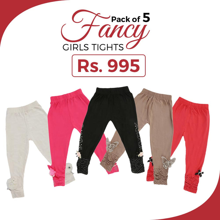 Girls Fancy Tights Pack Of 5, Kids, Tights Leggings And Pajama, Chase Value, Chase Value