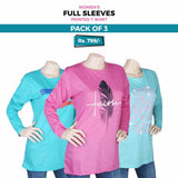 Women's Full Sleeves Printed T-Shirts Pack Of 3 - Multi, Women, T-Shirts And Tops, Chase Value, Chase Value