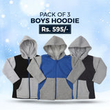 Boys Full Sleeves Hooded Zipper Upper Pack Of 3, Kids, Boys Hoodies and Sweat Shirts, Chase Value, Chase Value
