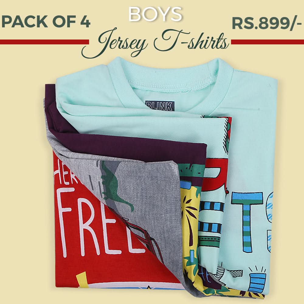 Boys Round Neck Half Sleeves T-Shirt Pack Of 4 - Multi, Kids, Boys T-Shirts, Chase Value, Chase Value