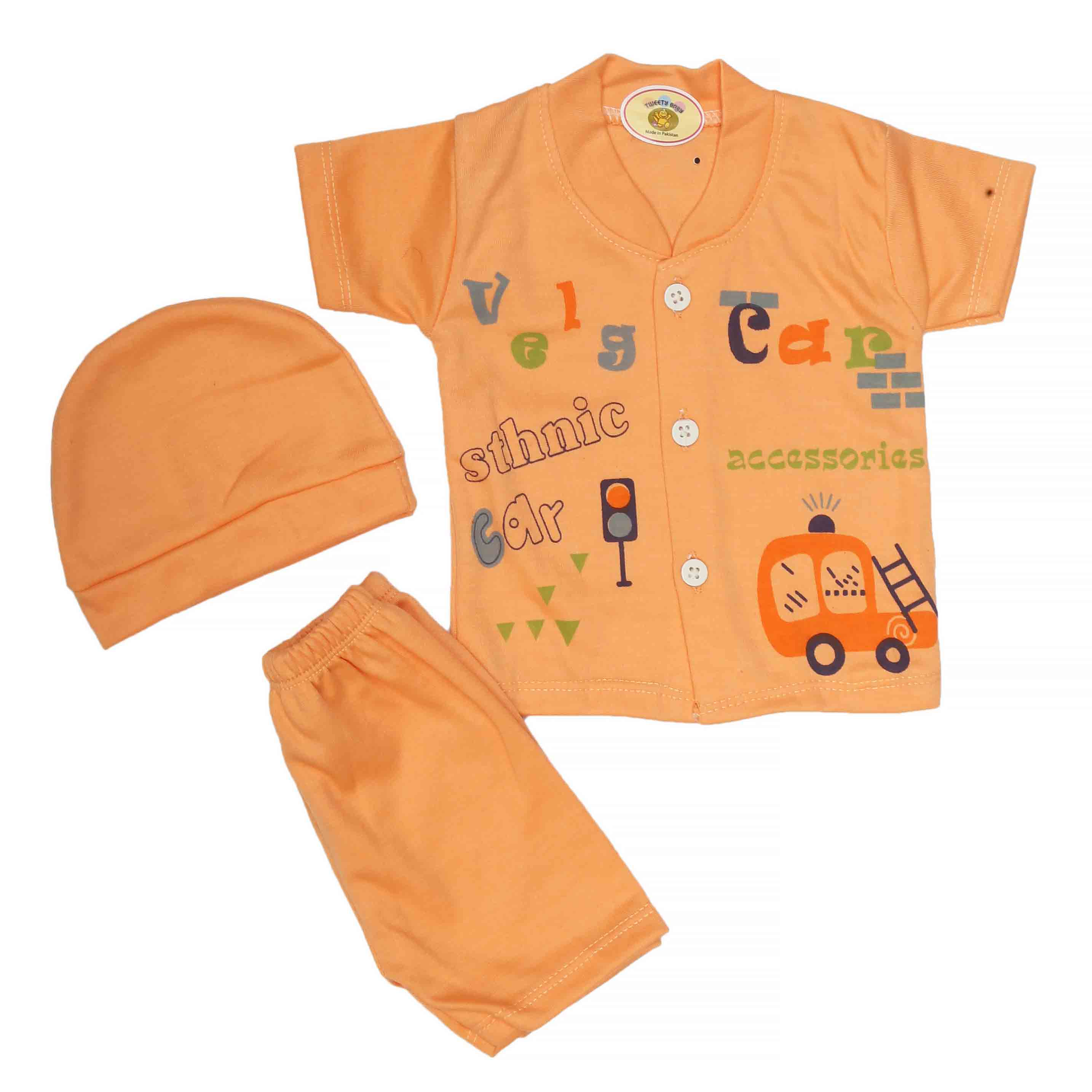 Newborn Boys Suits 3Pcs -Peach, Kids, NB Boys Sets And Suits, Chase Value, Chase Value