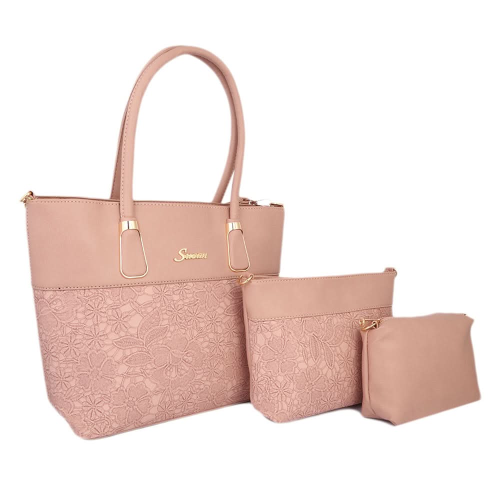 Women's Handbag 3Pcs 223-8 - Pink, Women, Bags, Chase Value, Chase Value
