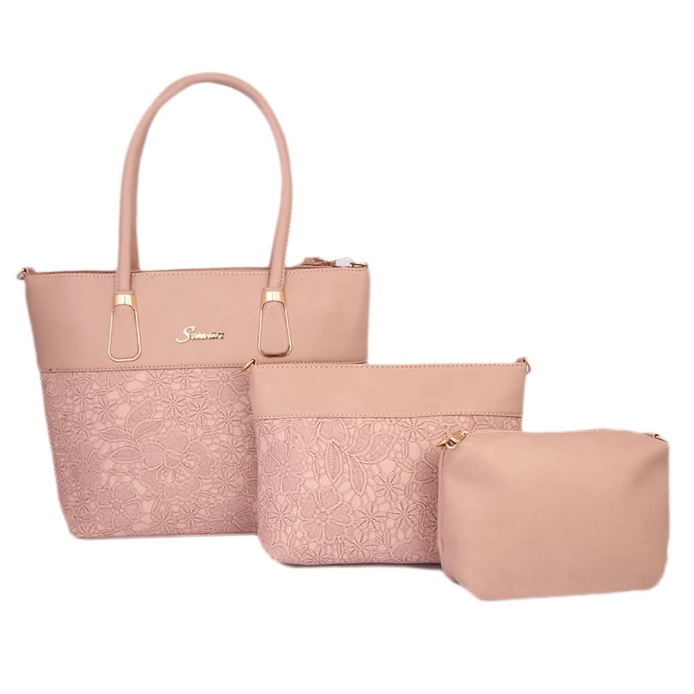 Women's Handbag 3Pcs 223-8 - Pink, Women, Bags, Chase Value, Chase Value