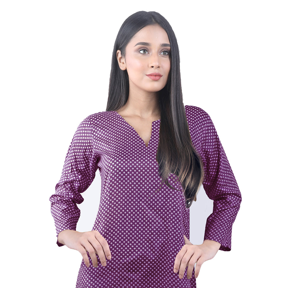 Karizma Chahat Printed Lawn 1 Pcs Un-Stitched Kurti - Purple, Women, Unstitched Kurti, United Textiles, Chase Value