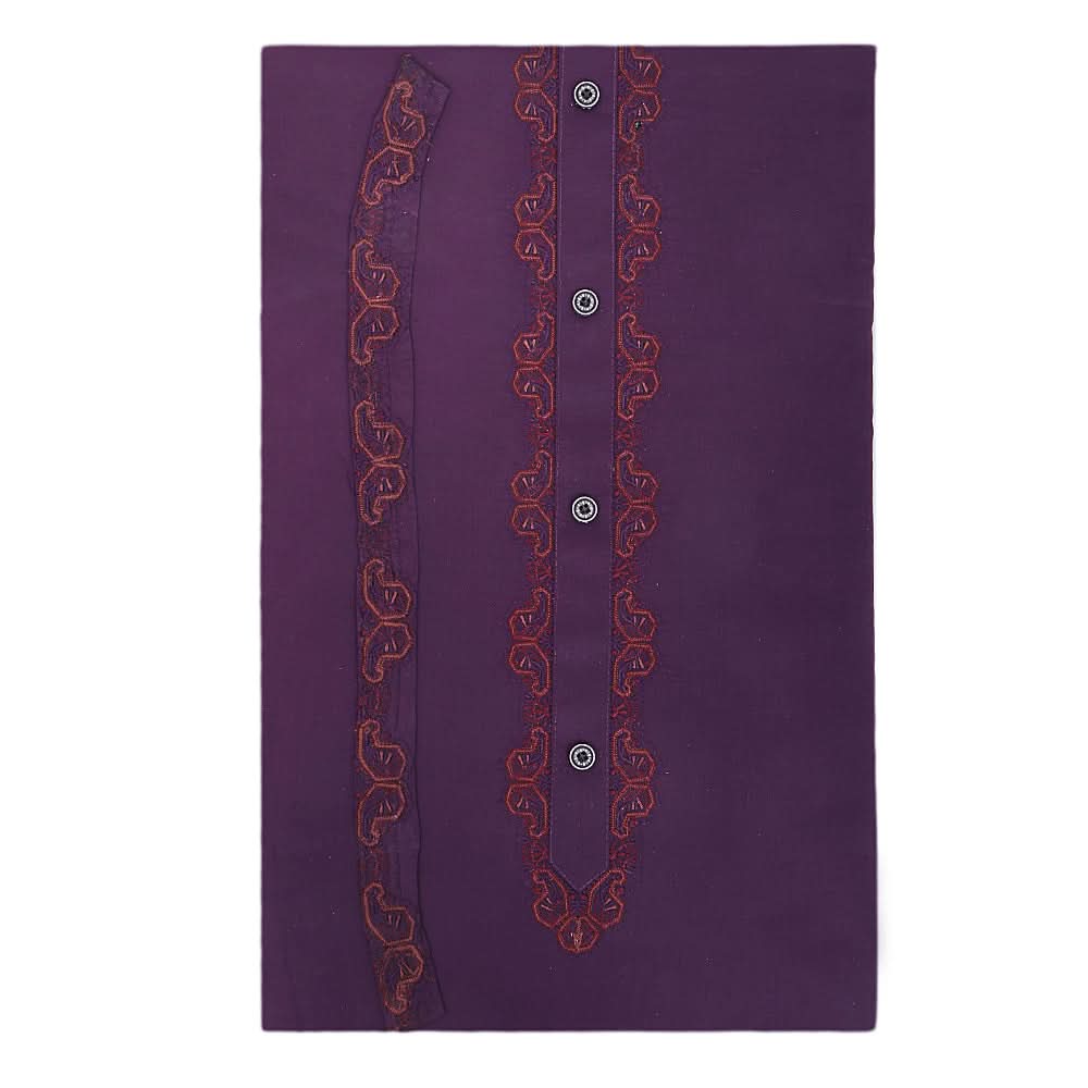 Men's Mashriq Embroidered Un-Stitched Suit - Purple, Men, Unstitched Fabric, Chase Value, Chase Value