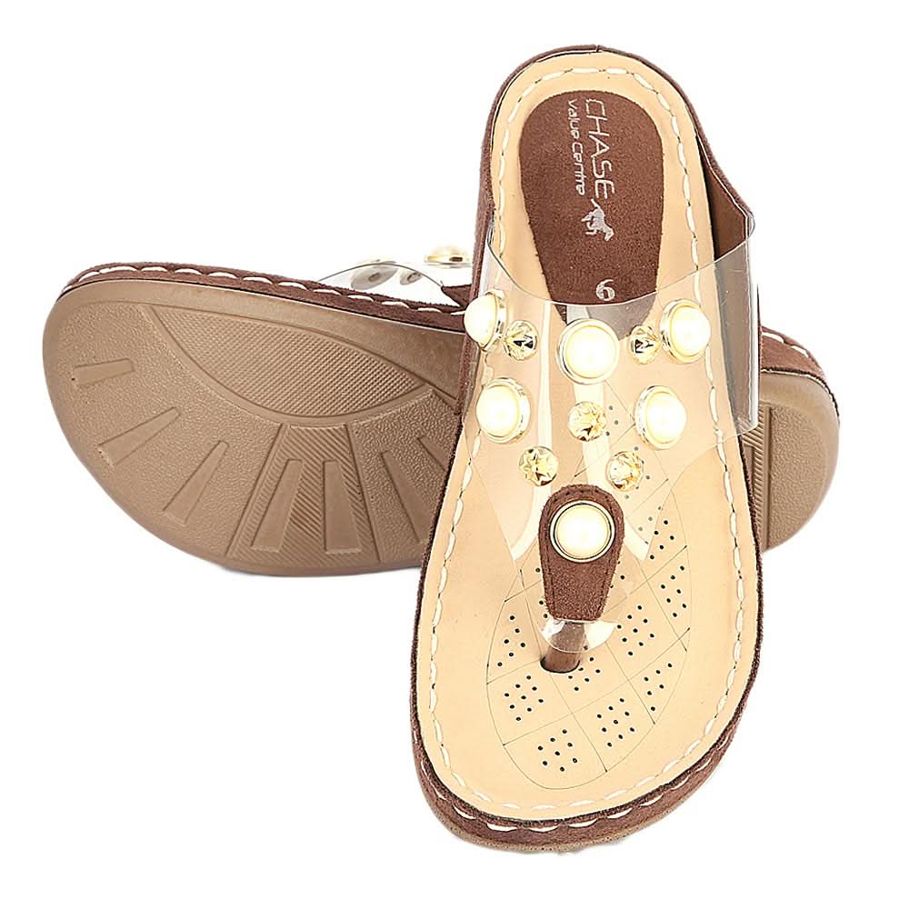 Women's Fancy Slipper ( R-8 ) - Brown, Women, Slippers, Chase Value, Chase Value