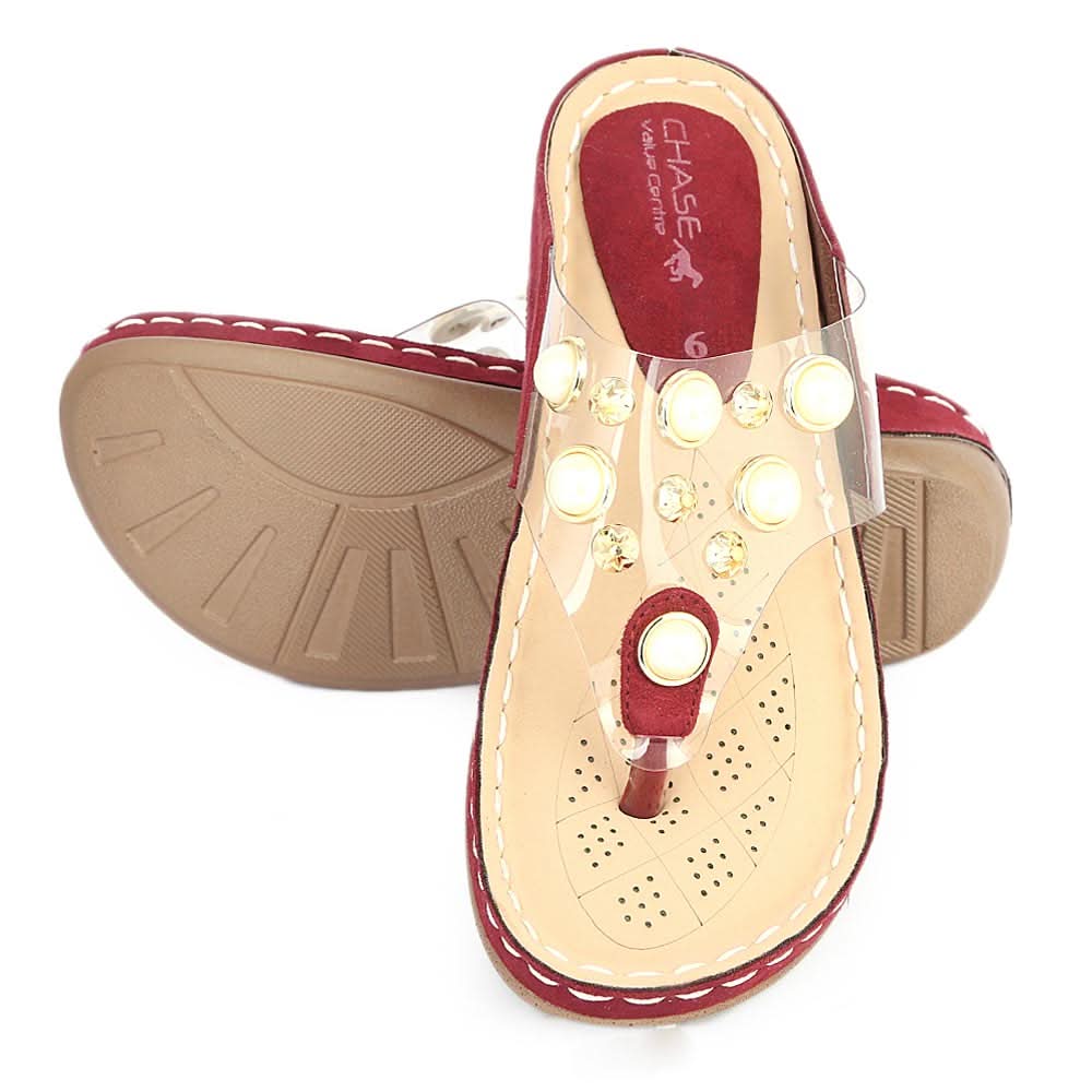 Women's Fancy Slipper ( R-8 ) - Maroon, Women, Slippers, Chase Value, Chase Value