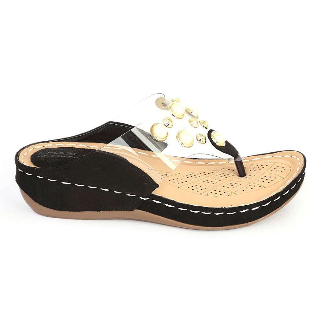 Women's Fancy Slipper ( R-8 ) - Black, Women, Slippers, Chase Value, Chase Value