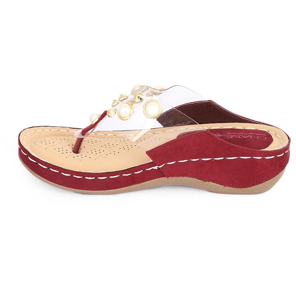 Women's Fancy Slipper ( R-8 ) - Maroon, Women, Slippers, Chase Value, Chase Value