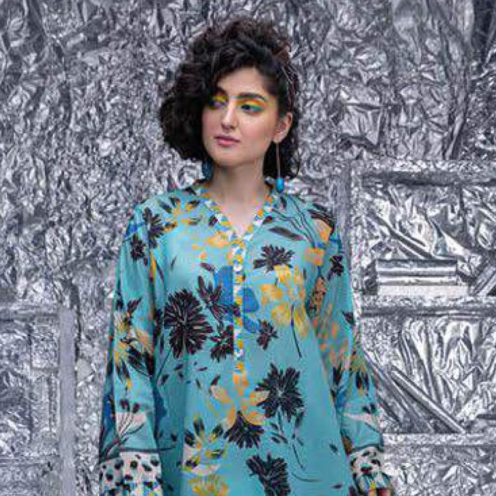 Sapphire 1Pcs Un-Stitched Shirt Pop Vol 2 - Rayquaza, Women, Unstitched Kurti, Sapphire, Chase Value