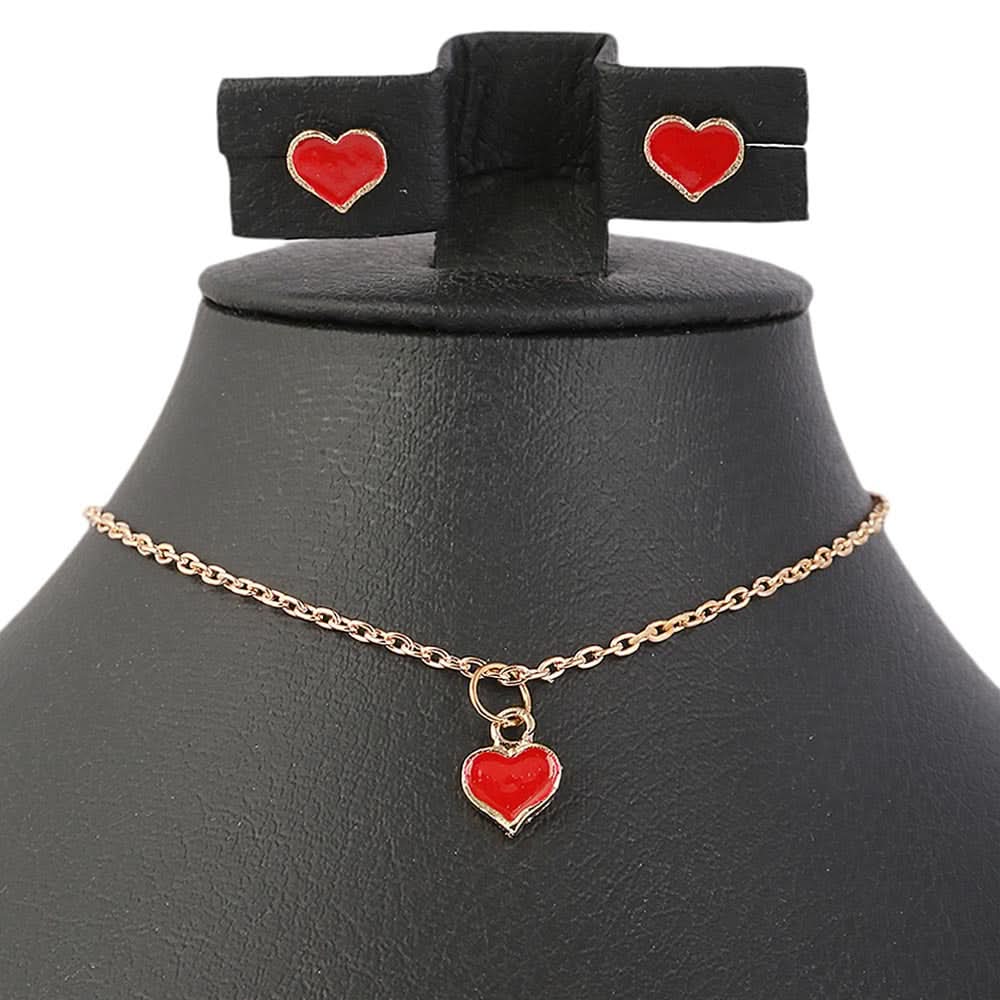 Girls Locket Set - Red, Kids, Jewellery Sets, Chase Value, Chase Value