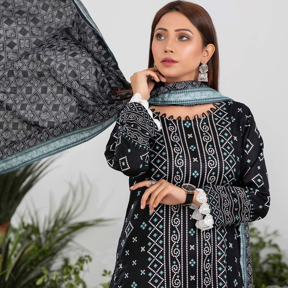 Sahil Printed Black & White Lawn Collection 3 Pcs Un-Stitched Suit - 3, Women, 3Pcs Shalwar Suit, ZS Textiles, Chase Value