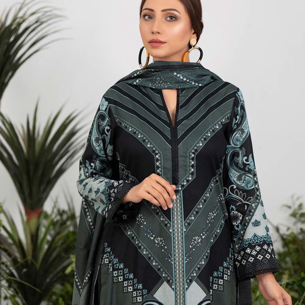 Sahil Printed Black & White Lawn Collection 3 Pcs Un-Stitched Suit - 4, Women, 3Pcs Shalwar Suit, ZS Textiles, Chase Value