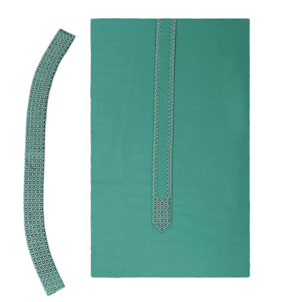 Men's Mashriq Embroidered Un-Stitched Suit - Sea-Green, Men, Unstitched Fabric, Chase Value, Chase Value