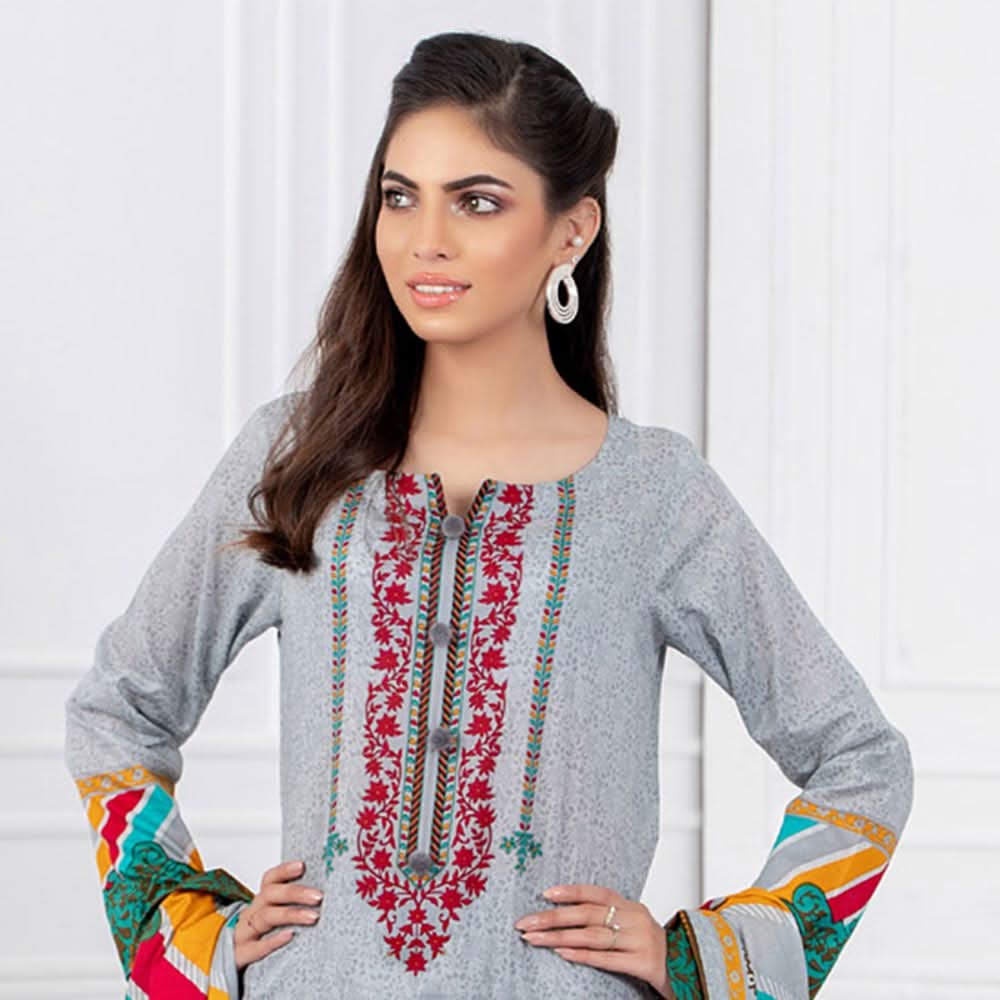 Signature Icon Printed Lawn 3 Pcs Un-Stitched Suit Vol 1 - 5-A, Women, 3Pcs Shalwar Suit, ZS Textiles, Chase Value