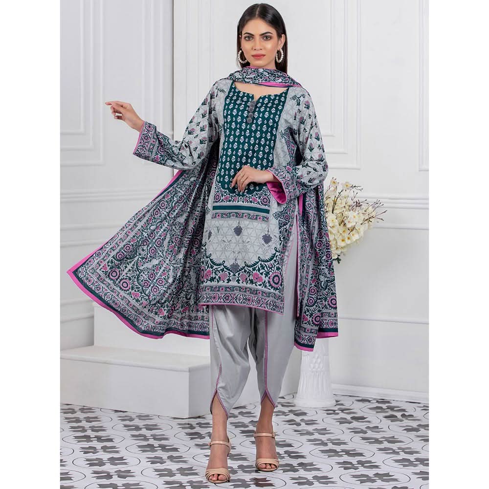 Signature Icon Printed Lawn 3 Pcs Un-Stitched Suit Vol 1 - 8-A, Women, 3Pcs Shalwar Suit, ZS Textiles, Chase Value