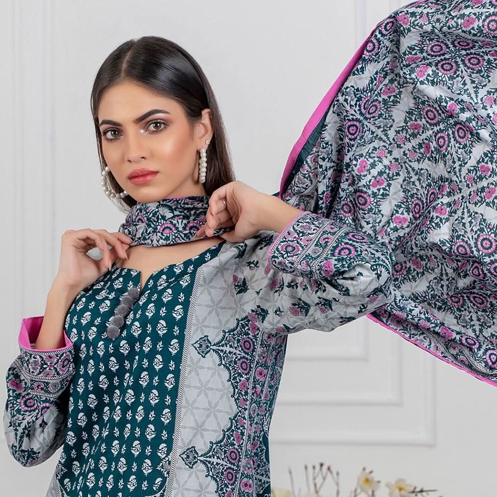 Signature Icon Printed Lawn 3 Pcs Un-Stitched Suit Vol 1 - 8-A, Women, 3Pcs Shalwar Suit, ZS Textiles, Chase Value