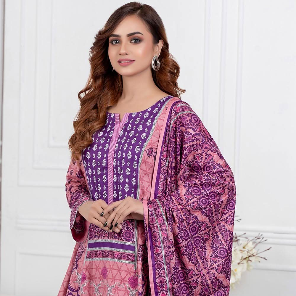 Signature Icon Printed Lawn 3 Pcs Un-Stitched Suit Vol 1 - 8-B, Women, 3Pcs Shalwar Suit, ZS Textiles, Chase Value