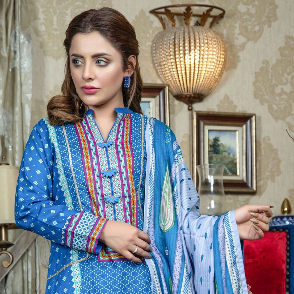 Signature Icon Printed Lawn 3 Pcs Un-Stitched Suit Vol 1 - 9-B, Women, 3Pcs Shalwar Suit, ZS Textiles, Chase Value
